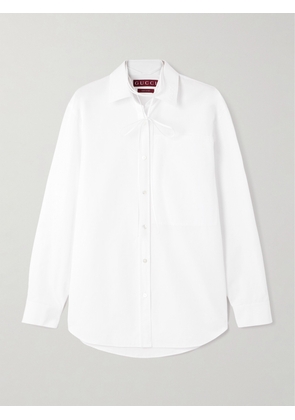 Gucci - Tie-neck Cotton-poplin Shirt - White - IT36,IT38,IT40,IT42,IT44,IT46,IT50