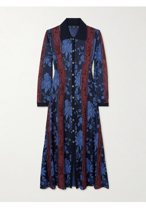 Etro - Floral Jacquard-knit Midi Shirt Dress - Blue - IT36,IT38,IT40,IT42,IT44,IT46,IT48,IT50