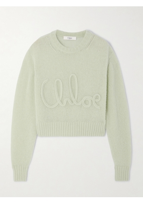 Chloé - Embroidered Alpaca And Silk-blend Sweater - Green - x small,small,medium,large,x large