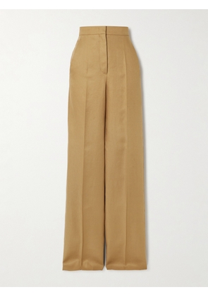 Max Mara - Aversa Embroidered Linen Wide-leg Pants - Brown - UK 2,UK 4,UK 6,UK 8,UK 10,UK 12,UK 14,UK 16,UK 18
