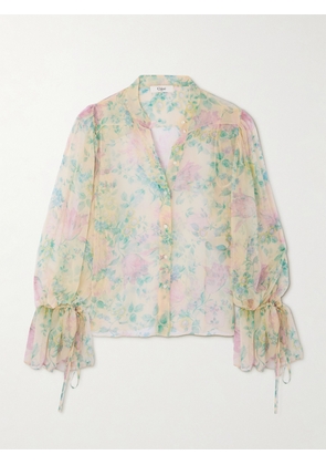 Chloé - Ruffled Floral-print Silk-chiffon Shirt - Neutrals - FR 34,FR 36,FR 38,FR 40,FR 42,FR 44