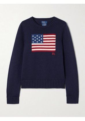 Polo Ralph Lauren - Flag Intarsia Cotton Sweater - Blue - xx small,x small,small,medium,large,x large