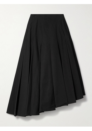 FFORME - Rio Asymmetric Paneled Cotton-poplin Midi Skirt - Black - x small,small,medium,large,x large