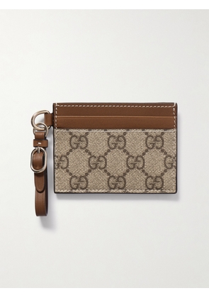 Gucci - Gg Emblem Printed Coated-canvas And Leather Cardholder - Brown - One size