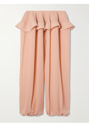 Alaïa - Pleated Georgette Peplum Tapered Pants - Orange - FR 34,FR 36,FR 38,FR 40,FR 42,FR 44
