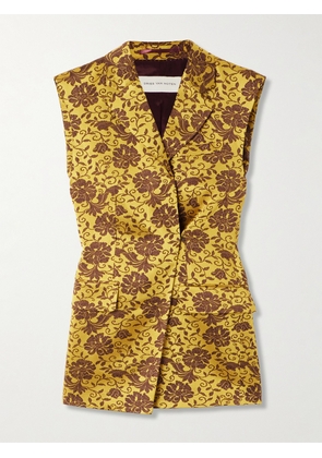 Dries Van Noten - Asymmetric Satin-jacquard Vest - Yellow - FR 34,FR 36,FR 38,FR 40,FR 42,FR 44