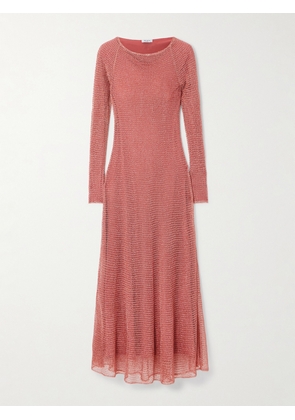Alaïa - Metallic Open-knit Midi Dress - Pink - FR 34,FR 36,FR 38,FR 40,FR 42,FR 44,FR 46