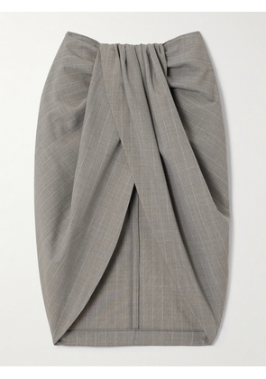 Stella McCartney - Draped Striped Wool-crepe Skirt - Gray - IT34,IT36,IT38,IT40,IT42,IT44,IT46,IT48