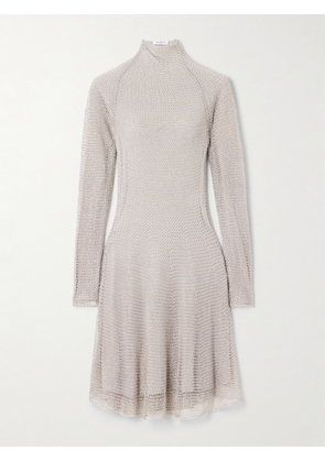 Alaïa - Metallic Open-knit Turtleneck Mini Dress - Silver - FR 34,FR 36,FR 38,FR 40,FR 42