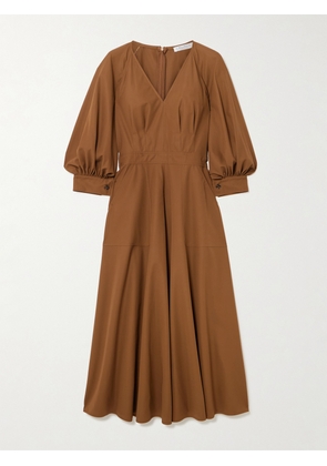 Max Mara - Pedaggi Paneled Cotton Midi Dress - Brown - UK 2,UK 4,UK 6,UK 8,UK 10,UK 12,UK 14,UK 16,UK 18