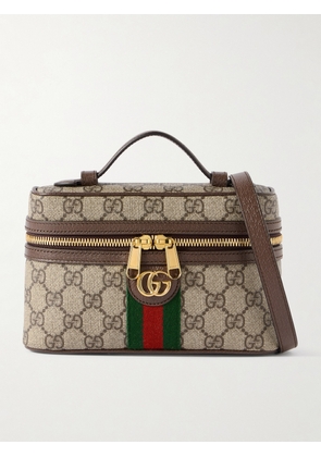 Gucci - Ophidia Leather-trimmed Coated-canvas Mini Shoulder Bag - Neutrals - One size