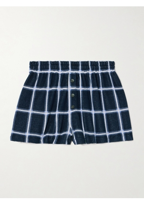 Guest In Residence - Picnic Checked Silk And Linen-blend Shorts - Blue - x small,small,medium,large,x large