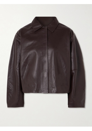 ST. AGNI - Cocoon Paneled Leather Jacket - Brown - xx small,x small,small,medium,large,x large