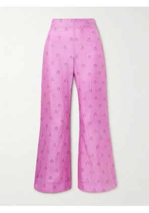 ALIX OF BOHEMIA - Farah Printed Silk Flared Pants - Pink - US0,US2,US4,US6,US8,US10,US12