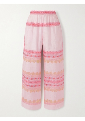 ALIX OF BOHEMIA - Otto Printed Silk-satin Wide-leg Pants - Pink - x small,small,medium,large,x large