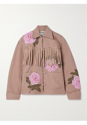 ALIX OF BOHEMIA - Jude Fringed Bead-embellished Cotton-canvas Jacket - Brown - x small,small,medium,large