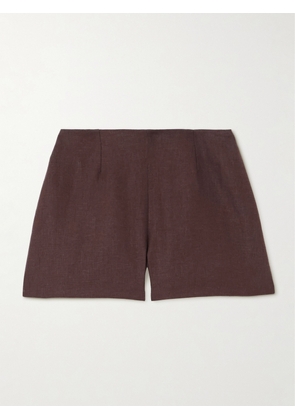 Faithfull - Lila Linen Shorts - Brown - x small,small,medium,large,x large,xx large