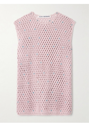 ALIX OF BOHEMIA - Nolan Embellished Crocheted Cotton Tunic - Pink - x small,small,medium,large,x large