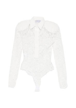 Rowen Rose lace long-sleeve bodie - White
