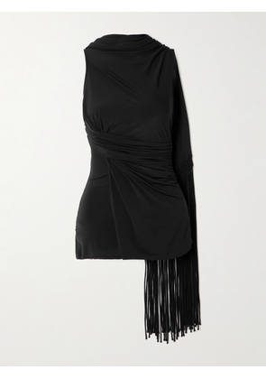 Faithfull - Laon Macramé-trimmed Draped Gathered Stretch-jersey Top - Black - x small,small,medium,large,x large,xx large