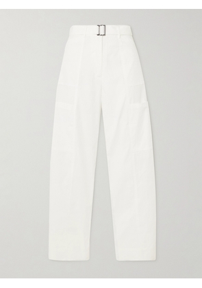 ST. AGNI - Utility Belted Cotton-blend Wide-leg Pants - Off-white - xx small,x small,small,medium,large,x large