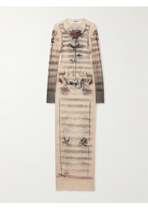 Jean Paul Gaultier - Printed Mesh Maxi Dress - Ecru - xx small,x small,small,medium,large,x large,xx large