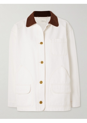 DÔEN - Pascual Corduroy-trimmed Cotton Jacket - White - xx small,x small,small,medium,large,x large,xx large