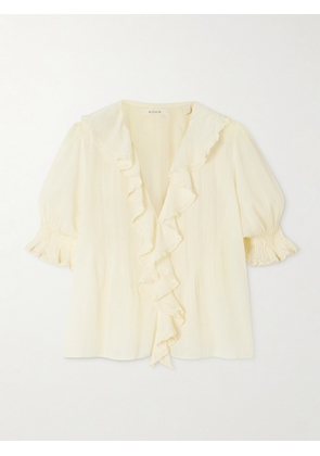 DÔEN - Henri Ruffled Pintucked Organic Cotton-voile Top - Yellow - xx small,x small,small,medium,large,x large,xx large