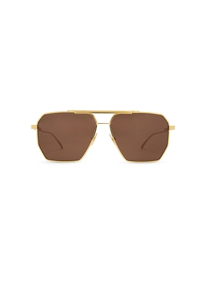 Bottega Veneta Aviator Sunglasses in Metallic Gold.