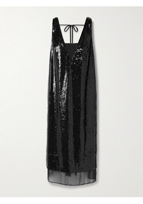 La Ligne - Bead-embellished Sequined Jersey Midi Dress - Black - xx small,x small,small,medium,large,x large