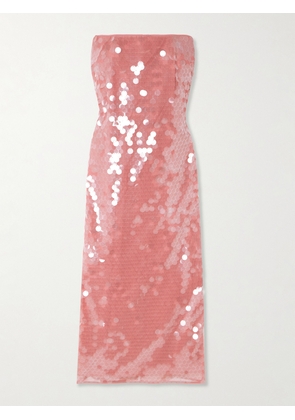 STAUD - Casey Strapless Paillette-embellished Tulle Midi Dress - Pink - US00,US0,US2,US4,US6,US8,US10,US12