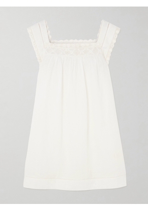 DÔEN - Almadia Crochet-trimmed Ramie Mini Dress - White - xx small,x small,small,medium,large,x large,xx large
