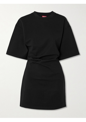 STAUD - Truman Gathered Stretch-jersey Mini Dress - Black - x small,small,medium,large,x large