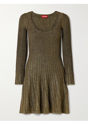 STAUD - Raquel Metallic Ribbed-knit Mini Dress - x small,small,medium,large,x large