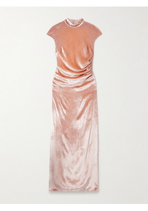 STAUD - Tina Open-back Ruched Velvet Gown - Pink - US0,US2,US4,US6,US8,US10,US12,US14,US16