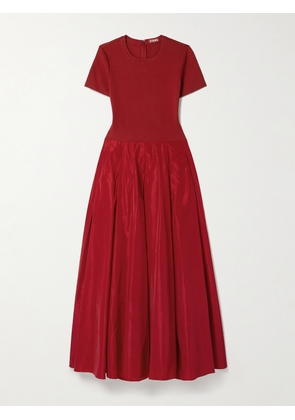 STAUD - Hopper Stretch-jersey And Pleated Faille Maxi Dress - Red - US00,US0,US2,US4,US6,US8,US10,US12,US14,US16