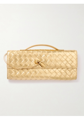 Bottega Veneta - Andiamo Intrecciato Metallic Leather Clutch - Gold - One size