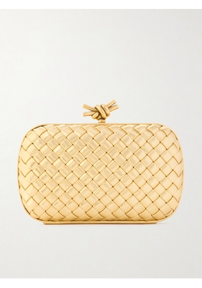 Bottega Veneta - Knot Padded Intrecciato Metallic Leather Clutch - Gold - One size