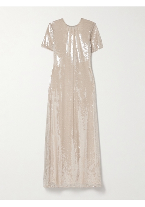 STAUD - Safi Gathered Sequined Tulle Maxi Dress - Off-white - x small,small,medium,large,x large