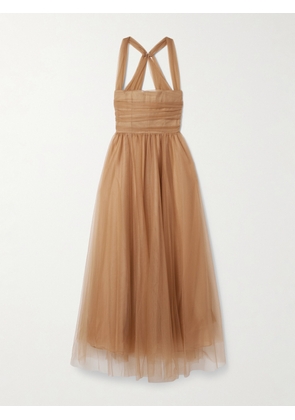 STAUD - Antonia Ruched Gathered Tulle Gown - Brown - US0,US2,US4,US6,US8,US10,US12,US14,US16