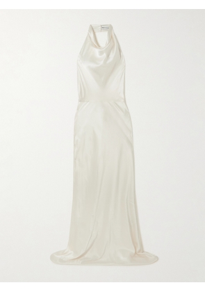 Rebecca Vallance - Attia Draped Silk-satin Halterneck Gown - Ivory - UK 4,UK 6,UK 8,UK 10,UK 12,UK 14