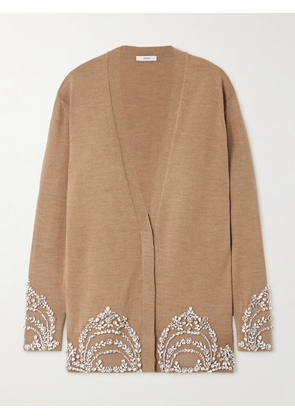 Erdem - Crystal-embellished Wool Cardigan - Brown - x small,small,medium,large,x large
