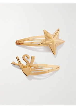 SAINT LAURENT - Set Of Two Hair Clips - Gold - One size