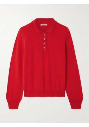 &Daughter - Aoife Cashmere And Cotton-blend Polo Sweater - Red - x small,small,medium,large,x large