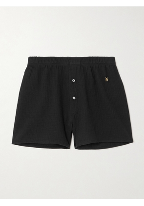 ÉTERNE - Jude Embellished Cotton-gauze Shorts - Black - x small,small,medium,large,x large