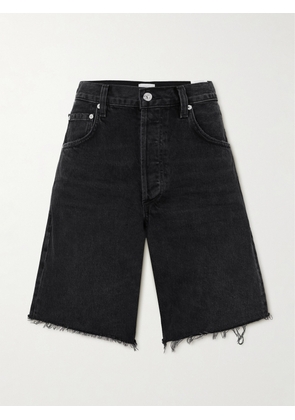 Citizens of Humanity - Ayla Frayed Denim Shorts - Black - 23,24,25,26,27,28,29,30,31,32