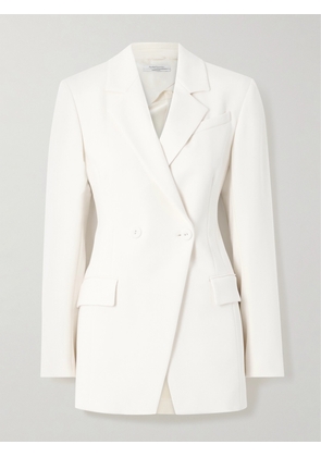 Another Tomorrow - Double-breasted Asymmetric Jersey Blazer - White - IT36,IT38,IT40,IT42,IT44,IT46