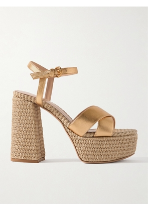 Gianvito Rossi - Bebe 130 Metallic Leather Espadrille Platform Sandals - Gold - IT35,IT36,IT36.5,IT37,IT37.5,IT38,IT38.5,IT39,IT39.5,IT40,IT40.5,IT41,IT41.5,IT42