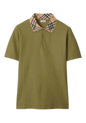 Burberry check-collar cotton polo shirt - Green