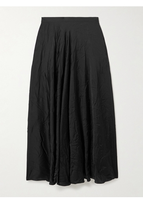 Balenciaga - Pleated Crinkled-satin Midi Skirt - Black - FR 36,FR 38